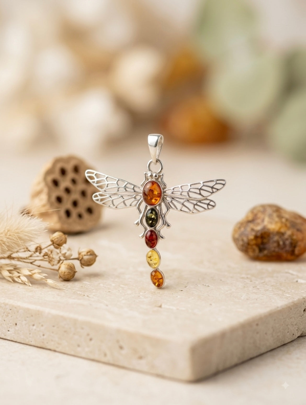 Amber Dragonfly Pendant (Large)