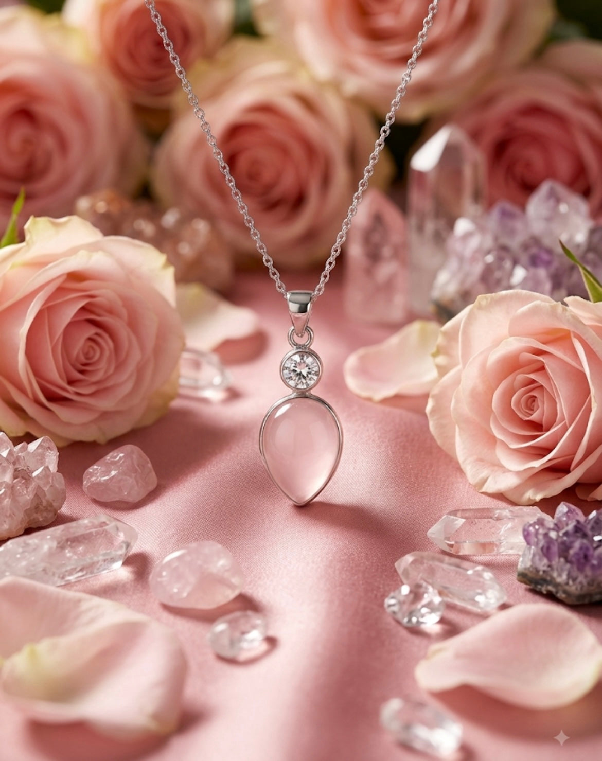 Rose Quartz & Blue Topaz Pendant