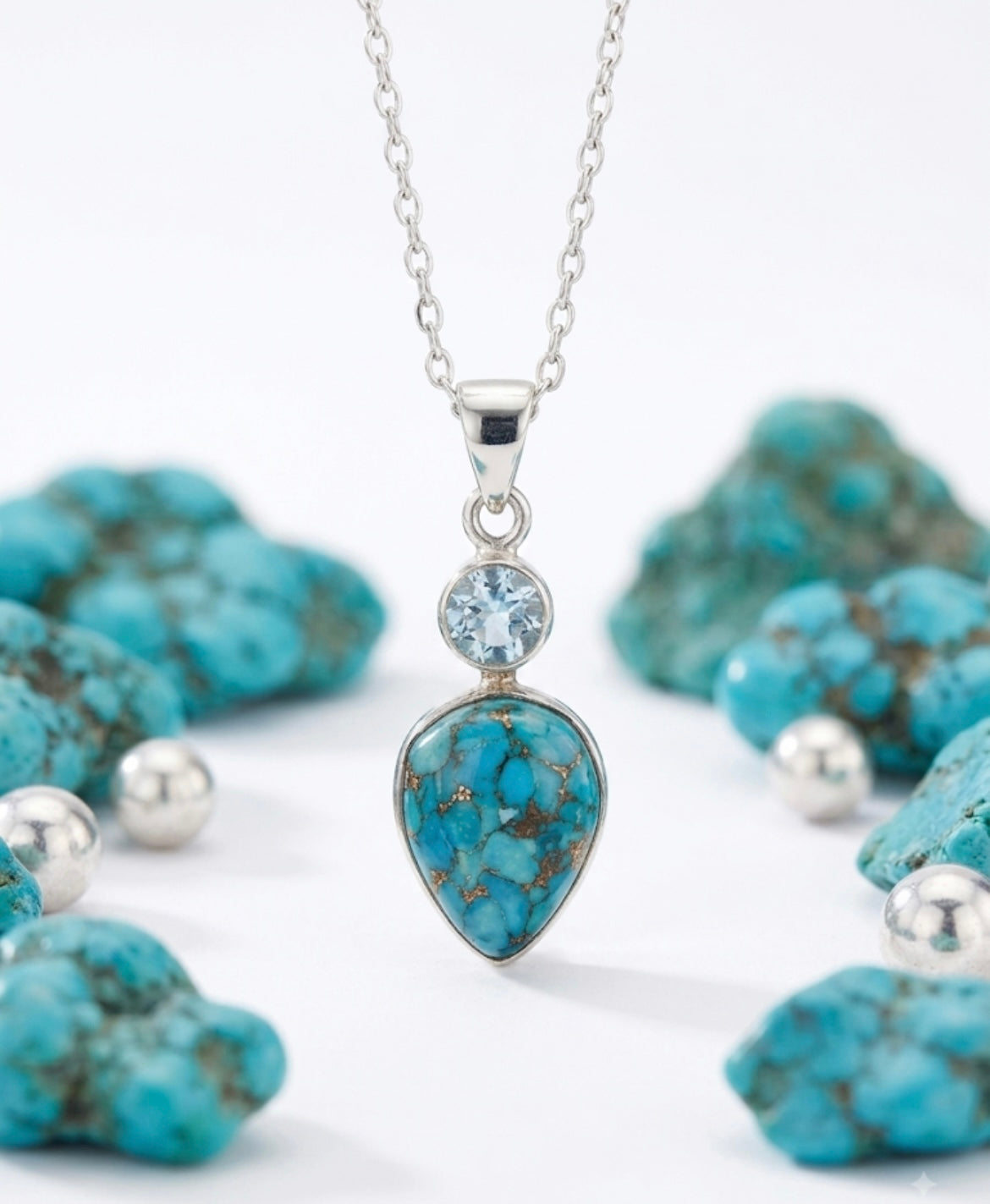 Turquoise & Blue Topaz Pendant