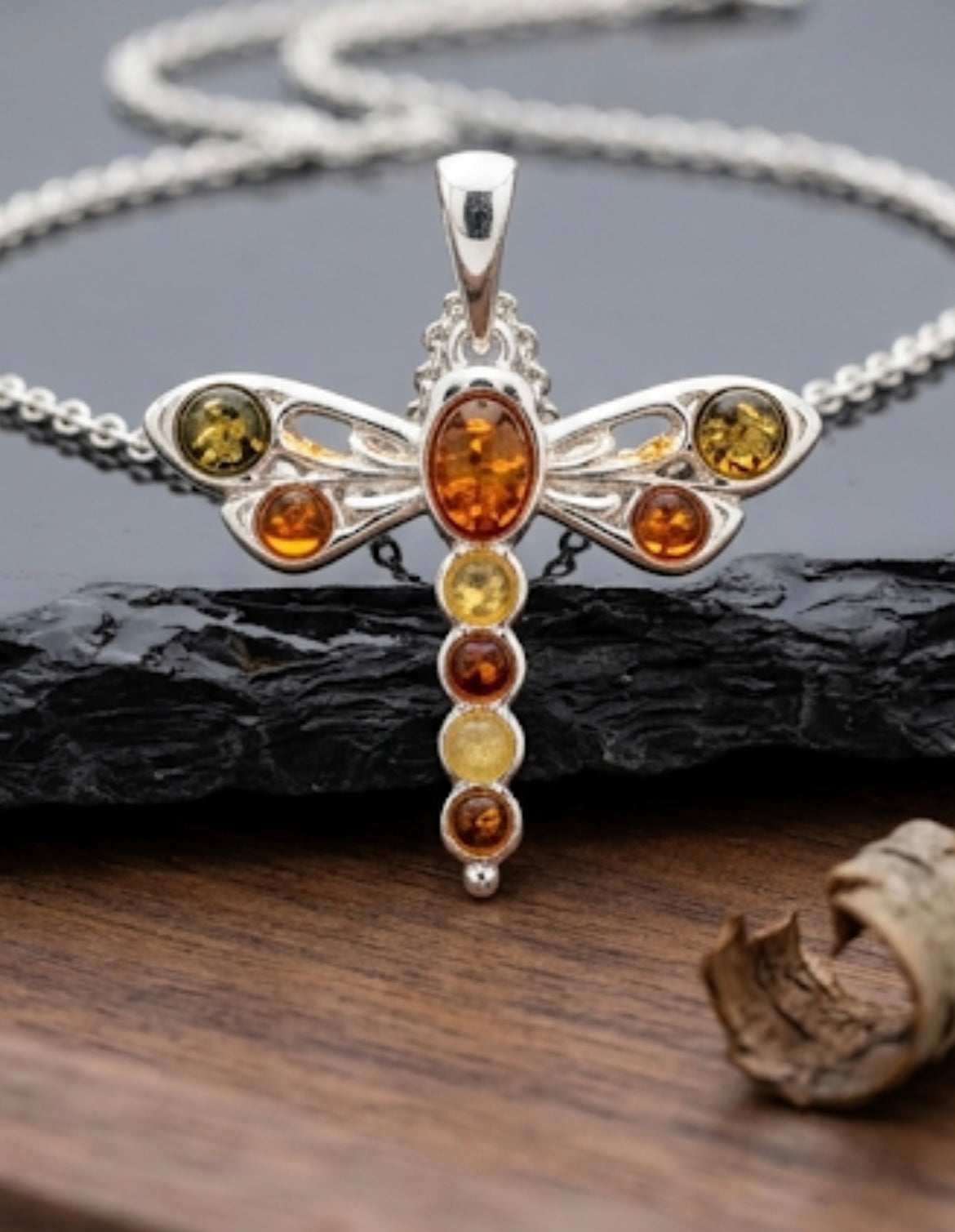 Amber Dragonfly Pendant (Small)