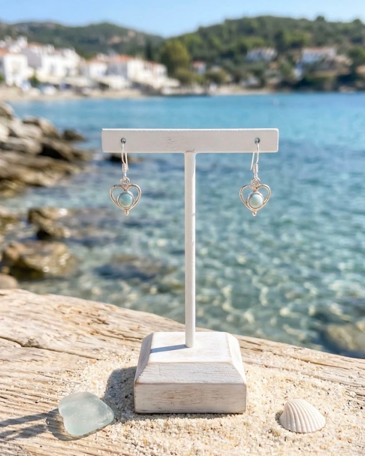 Larimar Heart Earrings
