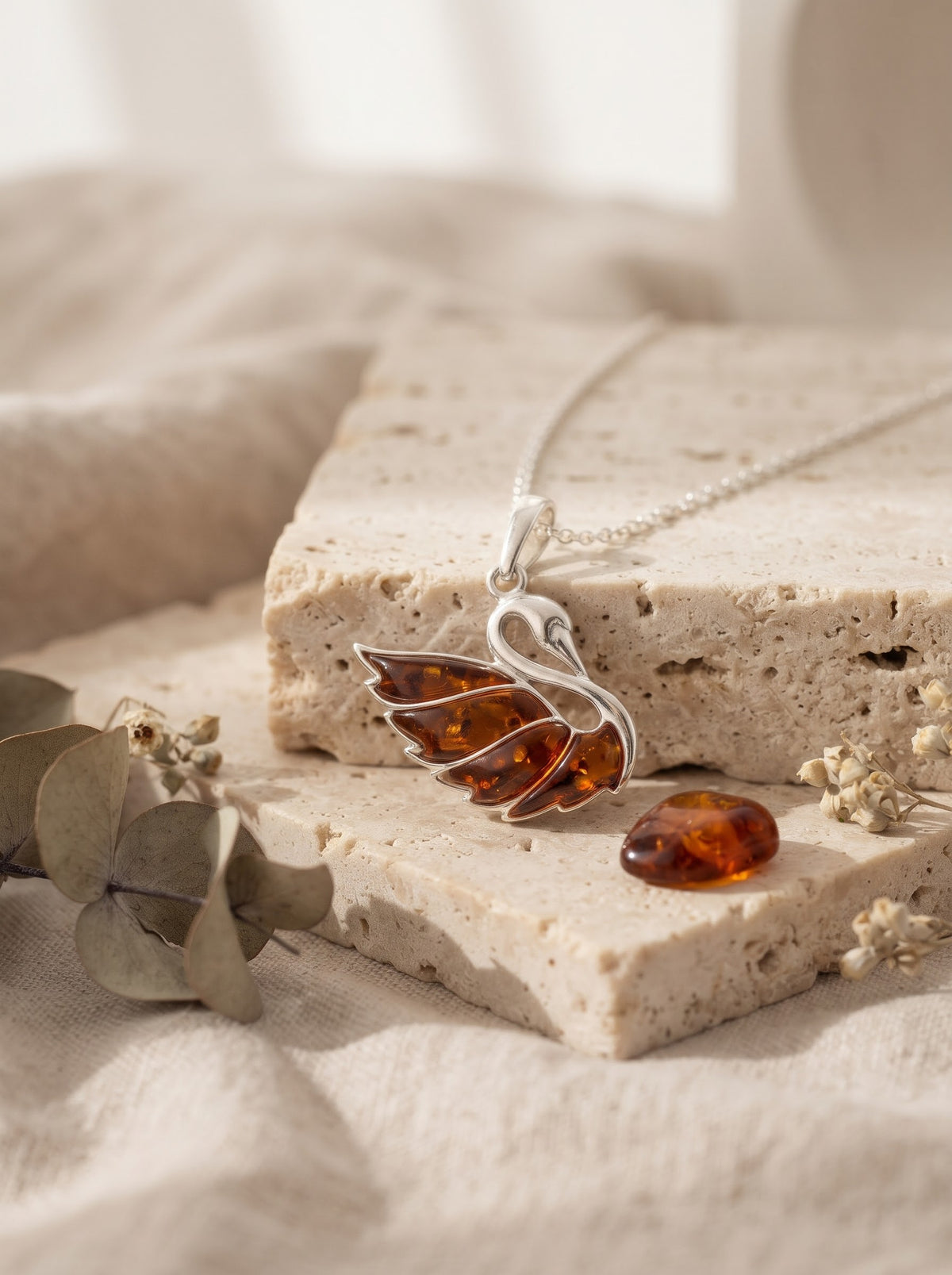 Amber Swan Pendant