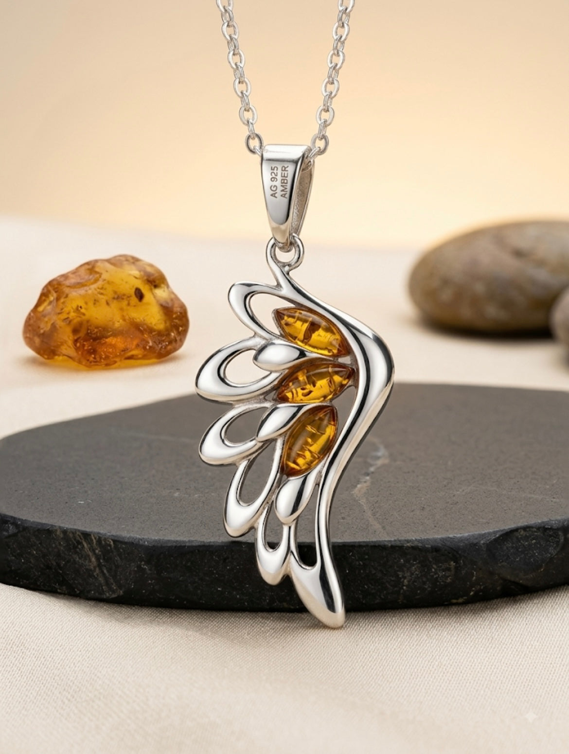 Amber Angel Wing Pendant