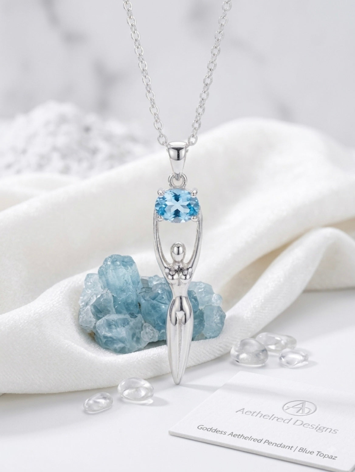 Blue Topaz Goddess Pendant