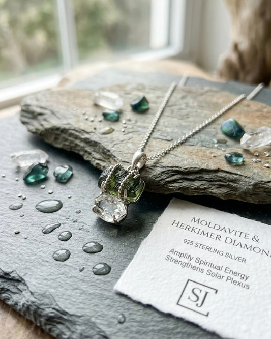 Moldavite & Herkimer Diamond
