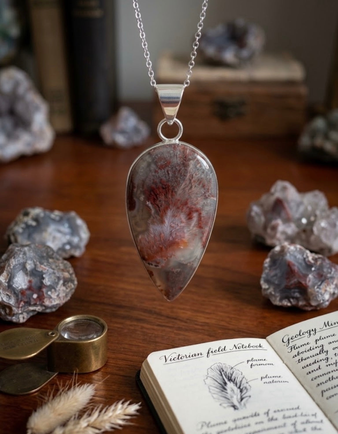 Plume Agate Pendant