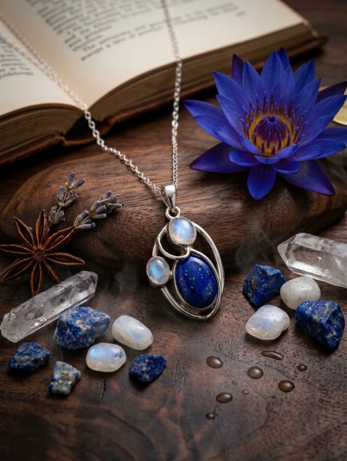 Lapis Lazuli & Rainbow Moonstone Pendant