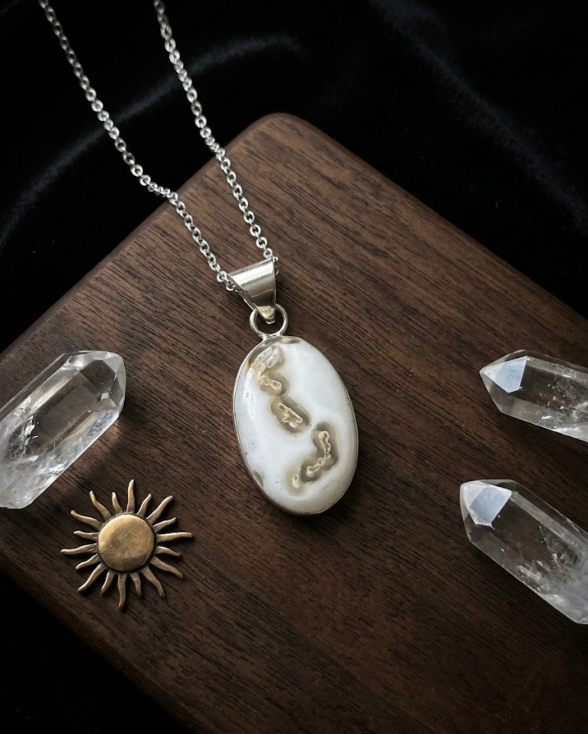White Solar Quartz Pendant