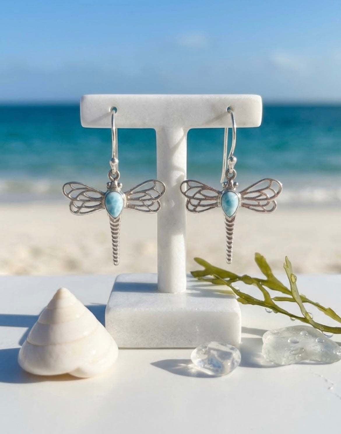 Larimar Dragonfly Earrings
