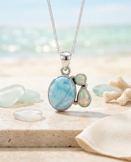 Larimar & Opal Pendant