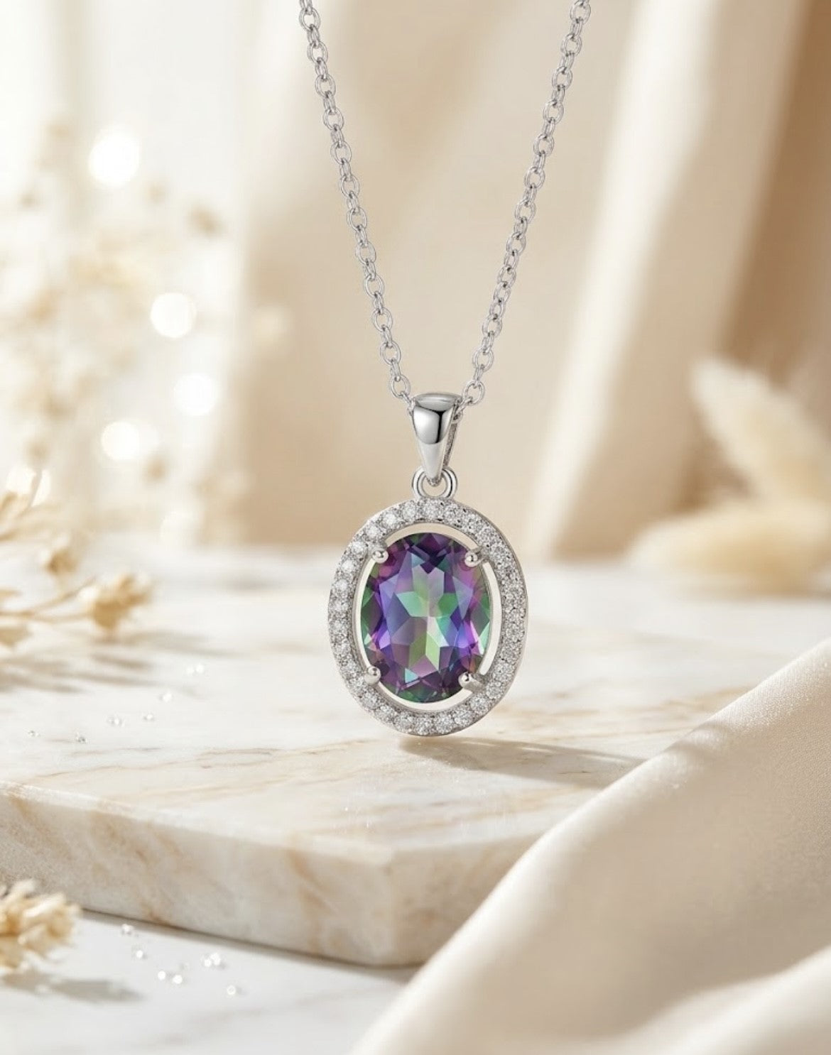 Mystic Topaz Oval Pendant