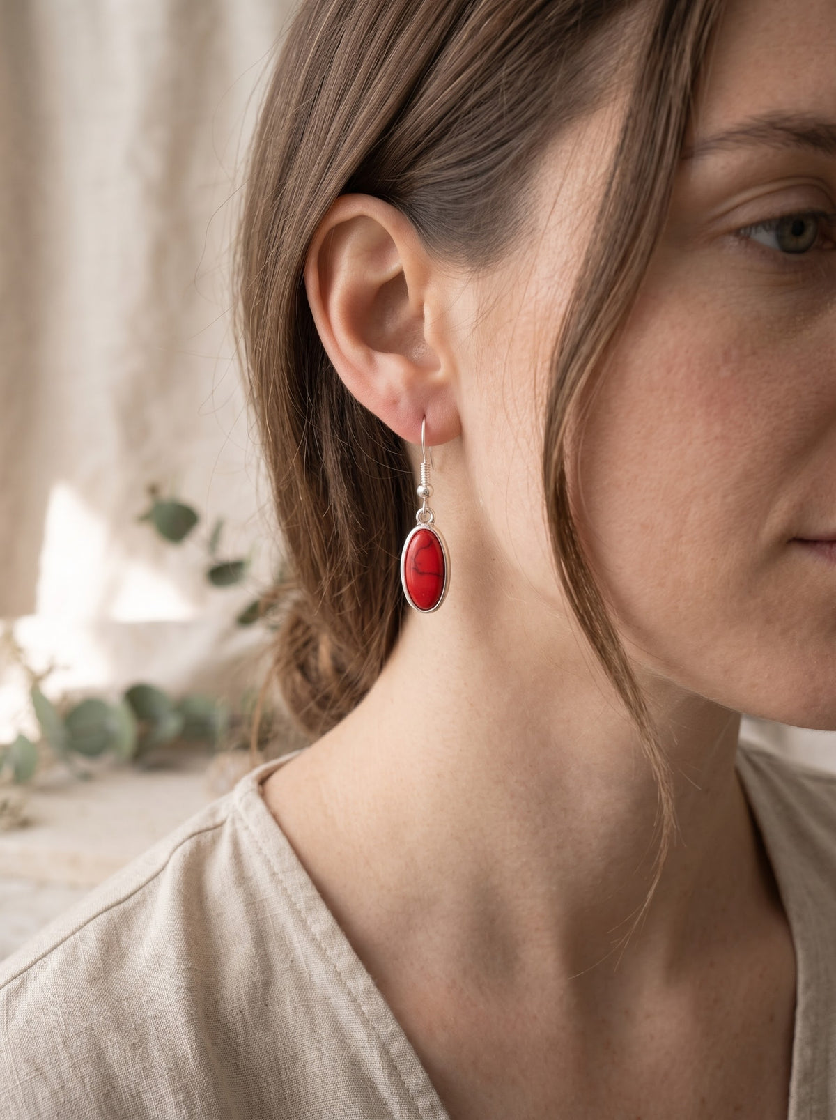 Red Coral Earrings
