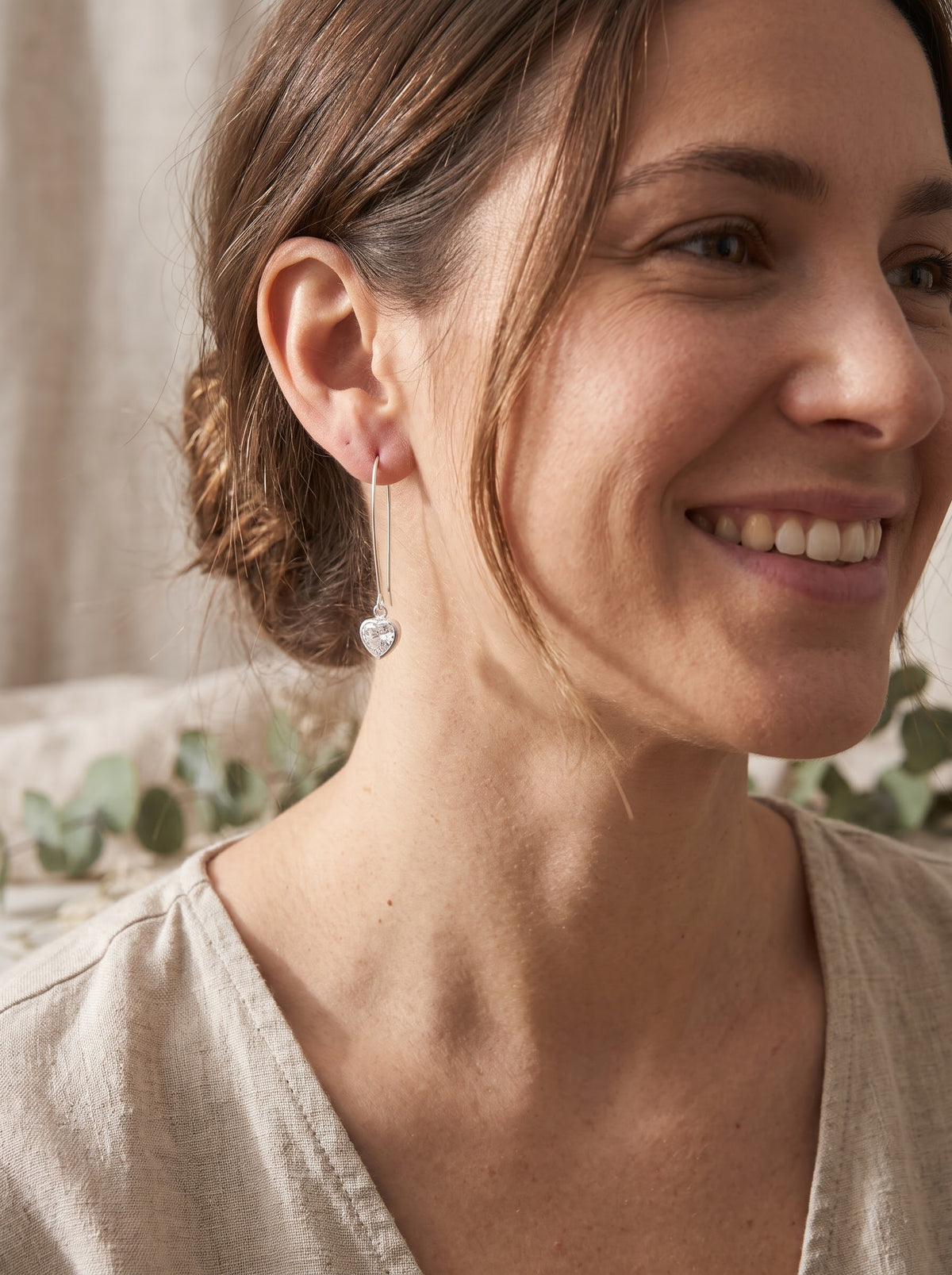 V Ear Wire CZ Earrings
