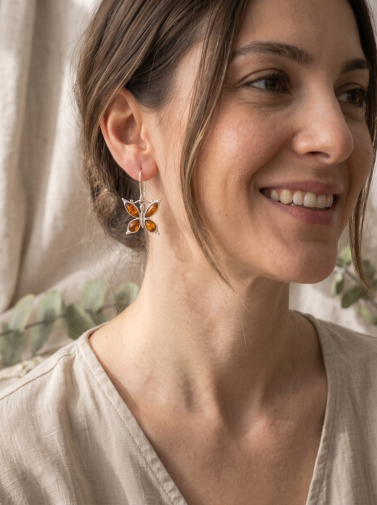 Amber Butterfly Earrings