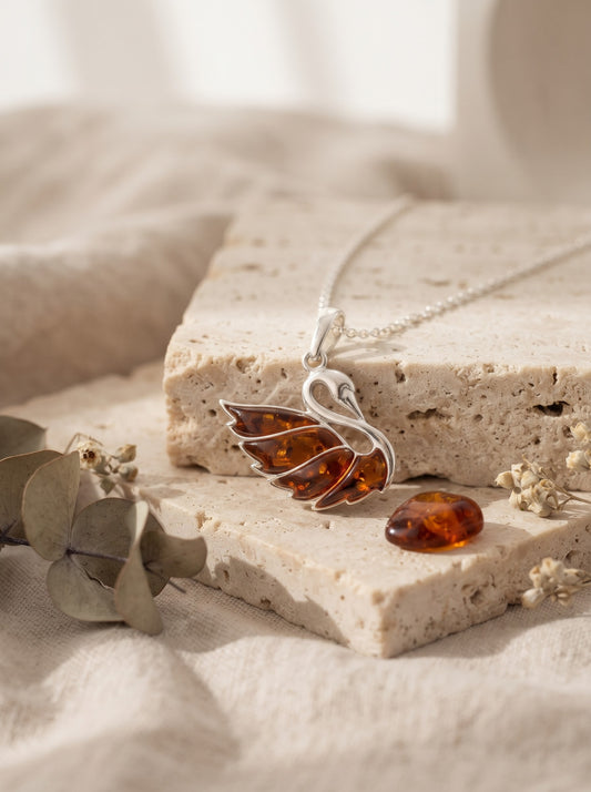 Amber Swan Pendant