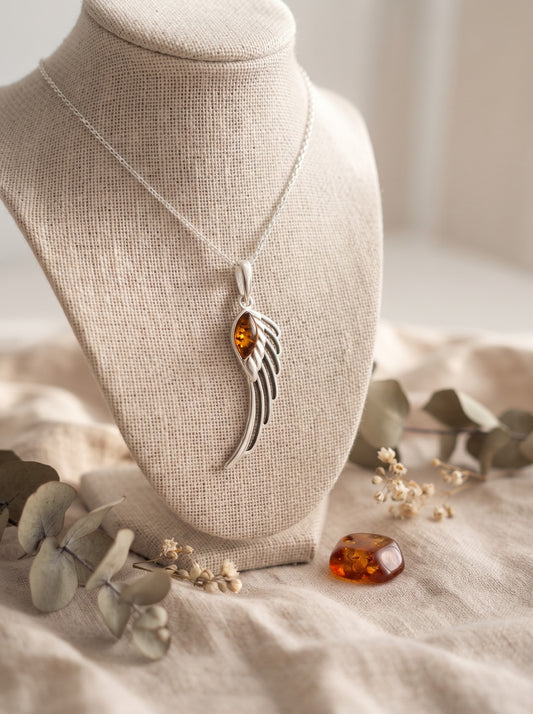 Amber Angel Wing Pendant