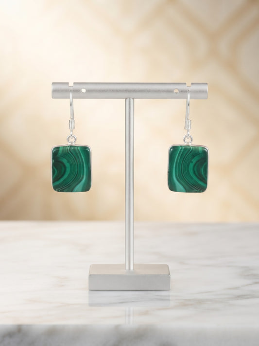 Malachite Square Earrings